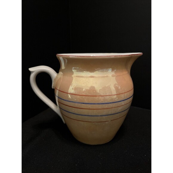 Vintage 1930s Union K Czech Lusterware Striped Art Deco Pitcher 1/2 Liter - Picture 5 of 13